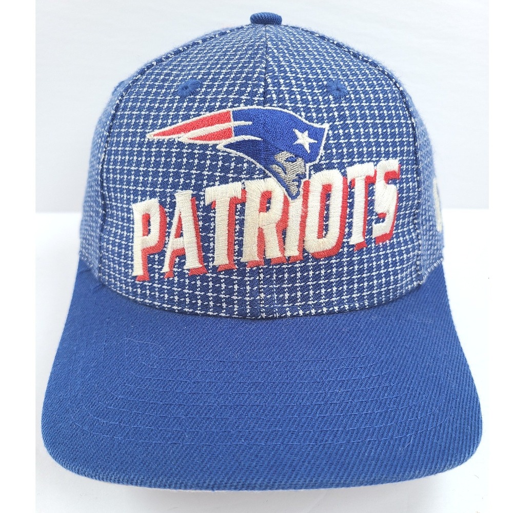 Vintage New England Patriots Logo Athletic Pro Line Hat Blue Grid Football NFL